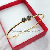 Black druzy bangle, gold plated bangle, birthday gift bangle, statement bangle, gift for her